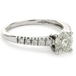 14 Karat White Gold Round Brilliant Cut Diamond Engagement Ring