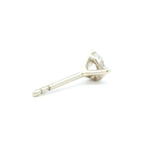 14 Karat White Gold Round Brilliant Diamond Stud Earrings