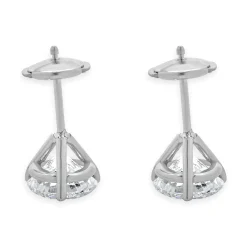 14 Karat White Gold Round Brilliant Cut Diamond Stud Earrings