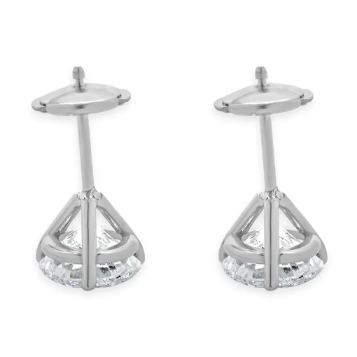 14 Karat White Gold Round Brilliant Cut Diamond Stud Earrings