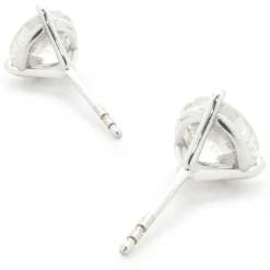 14 Karat White Gold Round Brilliant Cut Diamond Stud Earrings