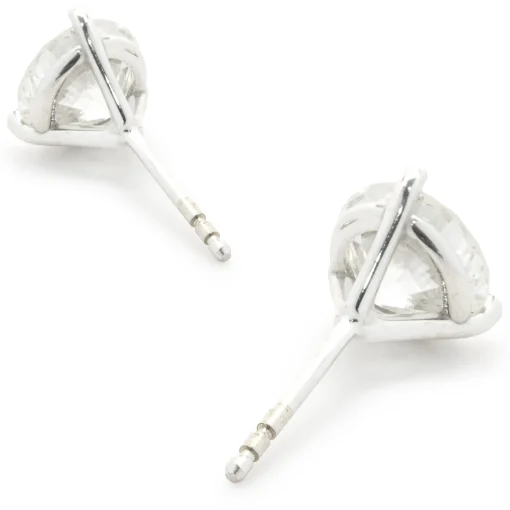 14 Karat White Gold Round Brilliant Cut Diamond Stud Earrings