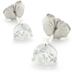 14 Karat White Gold Round Brilliant Cut Diamond Stud Earrings