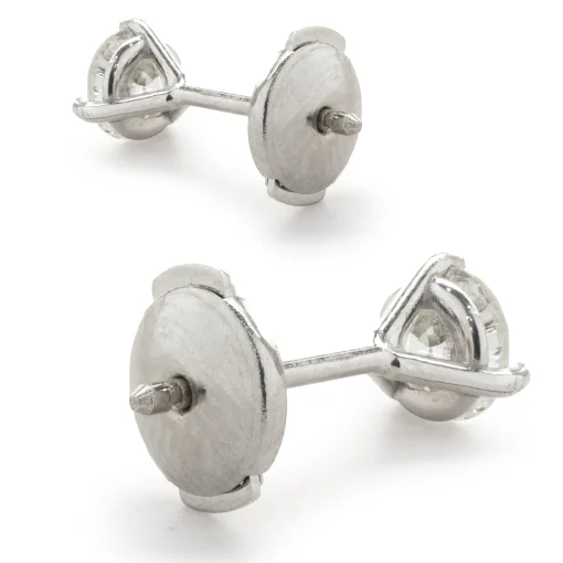 14 Karat White Gold Round Brilliant Cut Diamond Stud Earrings