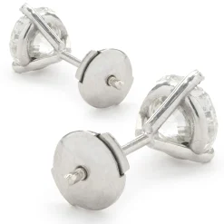14 Karat White Gold Round Brilliant Cut Diamond Stud Earrings