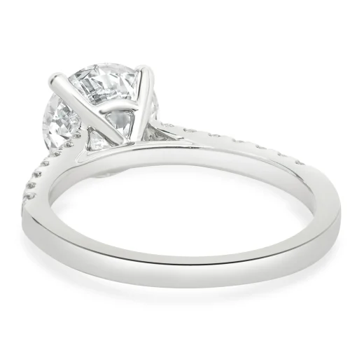 14 Karat White Gold Round Brilliant Cut Diamond Engagement Ring