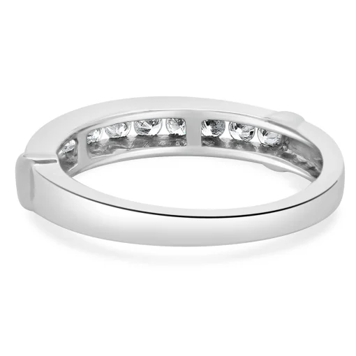 14 Karat White Gold Round Brilliant Cut Channel Set Diamond Band