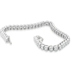 14 Karat White Gold Round Brilliant Cut Diamond Tennis Bracelet