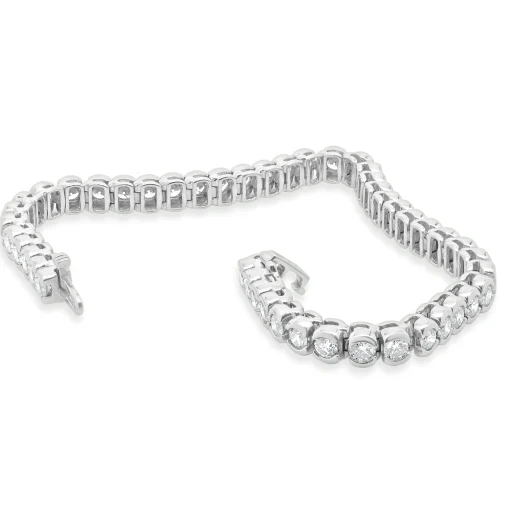 14 Karat White Gold Round Brilliant Cut Diamond Tennis Bracelet