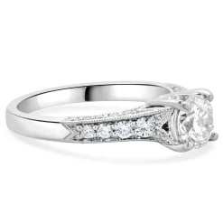 14 Karat White Gold Round Brilliant Cut Diamond Engagement Ring