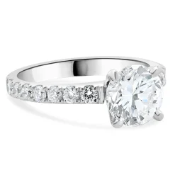 14 Karat White Gold Round Brilliant Cut Diamond Engagement Ring