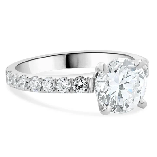 14 Karat White Gold Round Brilliant Cut Diamond Engagement Ring