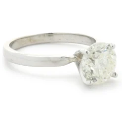 14 Karat White Gold Round Brilliant Cut Diamond Engagement Ring