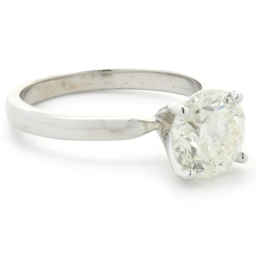 14 Karat White Gold Round Brilliant Cut Diamond Engagement Ring