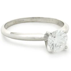 14 Karat White Gold Round Brilliant Cut Diamond Engagement Ring