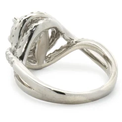 14 Karat White Gold Round Brilliant Diamond Swirl Engagement Ring