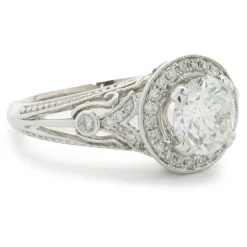 14 Karat White Gold Round Brilliant Cut Diamond Engagement Ring