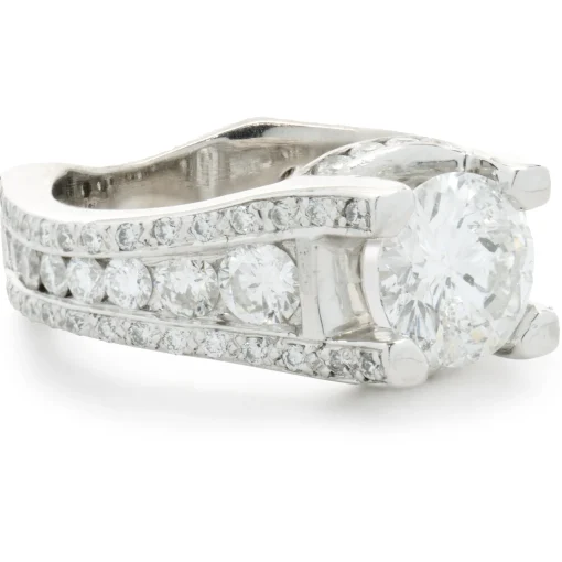 14 Karat White Gold Round Brilliant Cut Diamond Engagement Ring