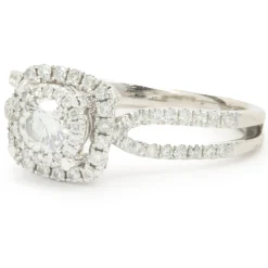 14 Karat White Gold Round Brilliant Cut Diamond Engagement Ring
