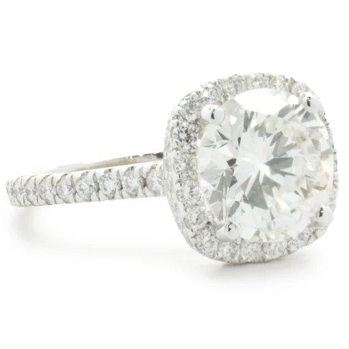 14 Karat White Gold Round Brilliant Cut Diamond Engagement Ring