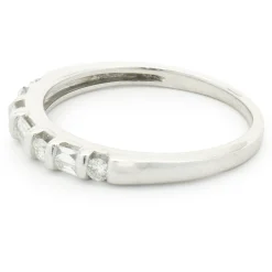 14 Karat White Gold Round Brilliant & Baguette Cut Diamond Band