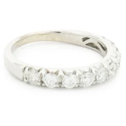 14 Karat White Gold Round Brilliant Cut Diamond Band