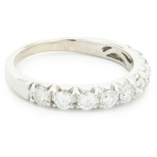 14 Karat White Gold Round Brilliant Cut Diamond Band