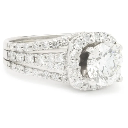 14 Karat White Gold Round Brilliant Cut Diamond Engagement Ring