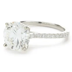 14 Karat White Gold Round Brilliant Cut Diamond Engagement Ring