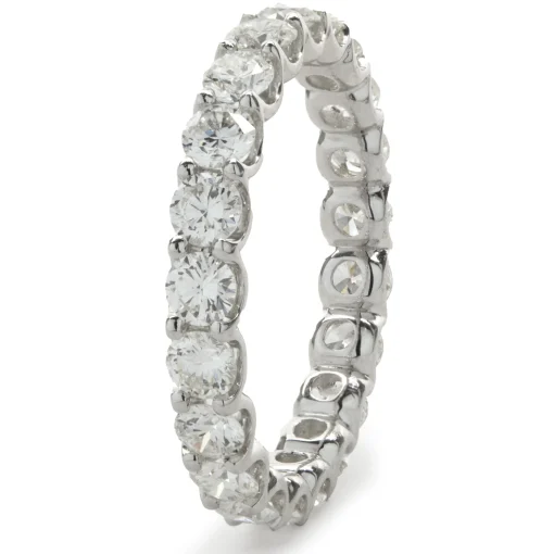 14 Karat White Gold Round Brilliant Cut Diamond Eternity Band