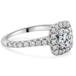 14 Karat White Gold Round Brilliant Cut Diamond Engagement Ring