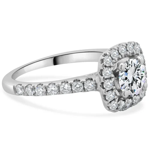 14 Karat White Gold Round Brilliant Cut Diamond Engagement Ring