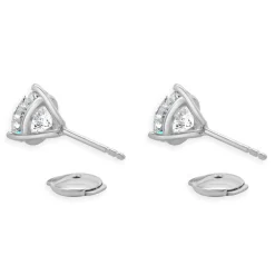 14 Karat White Gold Round Brilliant Cut Diamond Stud Earrings