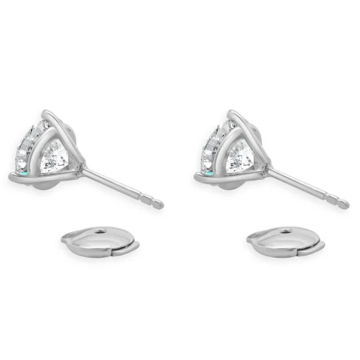 14 Karat White Gold Round Brilliant Cut Diamond Stud Earrings