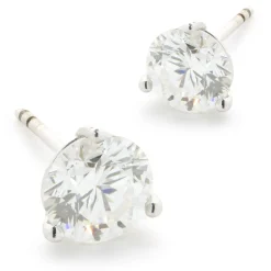 14 Karat White Gold Round Brilliant Cut Diamond Stud Earrings