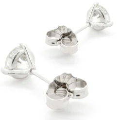14 Karat White Gold Round Brilliant Cut Diamond Stud Earrings