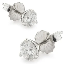 14 Karat White Gold Round Brilliant Cut Diamond Stud Earrings