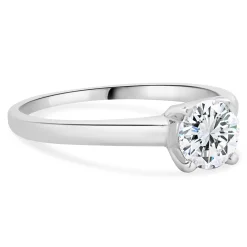 14 Karat White Gold Round Brilliant Cut Diamond Engagement Ring