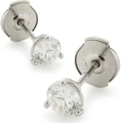 14 Karat White Gold Round Brilliant Cut Diamond Stud Earrings