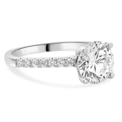 14 Karat White Gold Round Brilliant Cut Diamond Engagement Ring