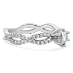14 Karat White Gold Round Brilliant Cut Diamond Engagement Ring