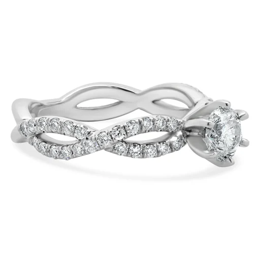 14 Karat White Gold Round Brilliant Cut Diamond Engagement Ring