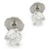 14 Karat White Gold Round European Cut Diamond Stud Earrings