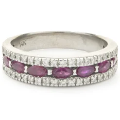 14 Karat White Gold Ruby and Diamond Band