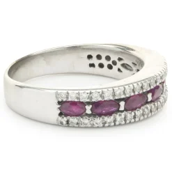 14 Karat White Gold Ruby and Diamond Band