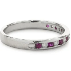 14 Karat White Gold Ruby and Diamond Band