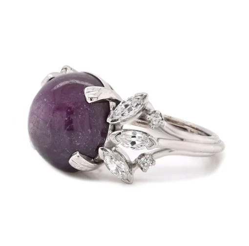 14 Karat White Gold Ruby and Diamond Cocktail Ring