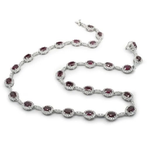 18 Karat White Gold Ruby and Diamond Necklace