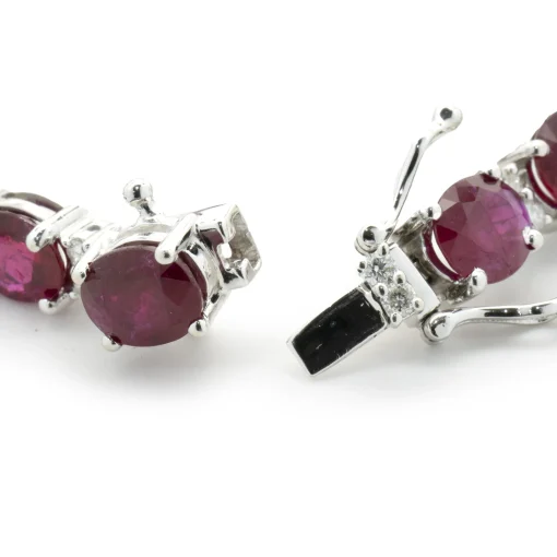 18 Karat White Gold Ruby and Diamond Alternating Inline Bracelet