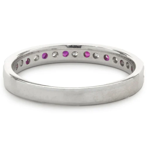 14 Karat White Gold Ruby and Diamond Band
